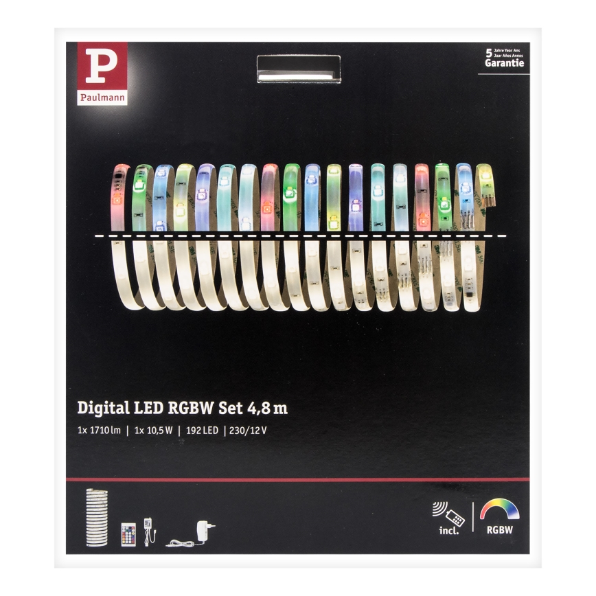 Paulmann 70697 - LED RGBW/10,5W Himmennettävä nauha DIGITAL 4,8m 230V + kaukosäädin