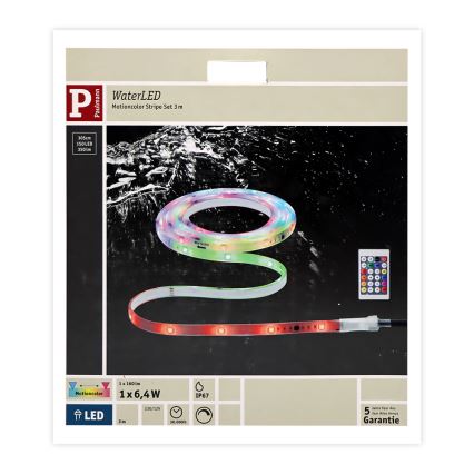 Paulmann 70698 -LED RGB/6,4W IP67 Himmennettävä valonauha ulkokäyttöön WATERLED 3m 230V+ kauko-ohjain