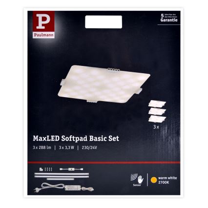 Paulmann 70710 - SETTI 3xLED/3,3W Huonekalujen anturivalaistus SOFTPAD 230V 2700K