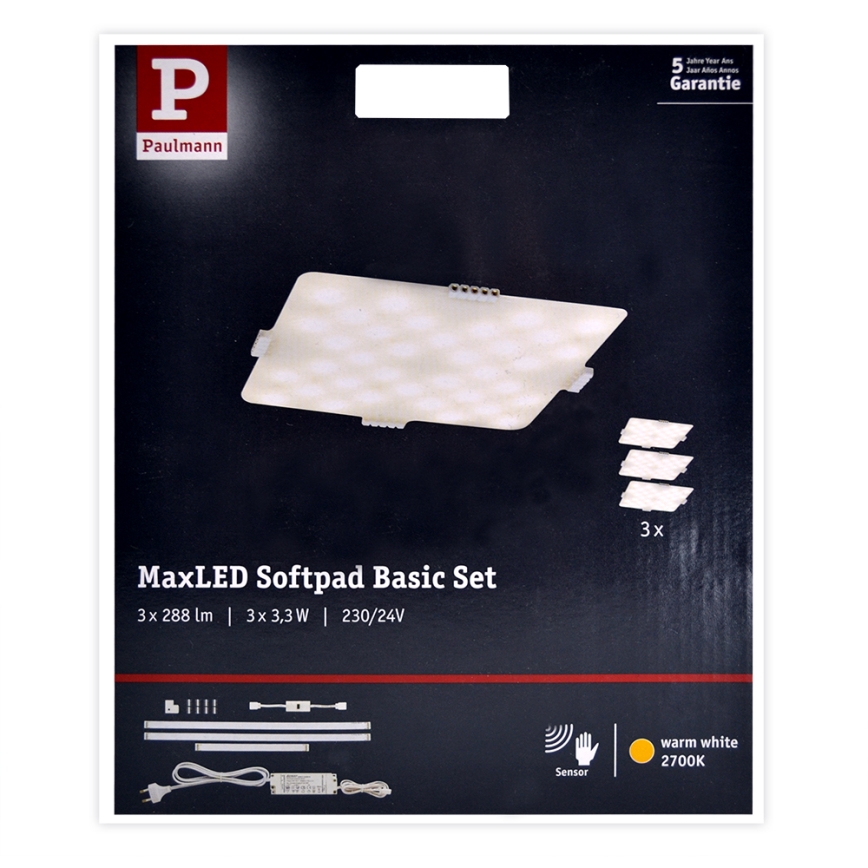 Paulmann 70710 - SETTI 3xLED/3,3W Huonekalujen anturivalaistus SOFTPAD 230V 2700K