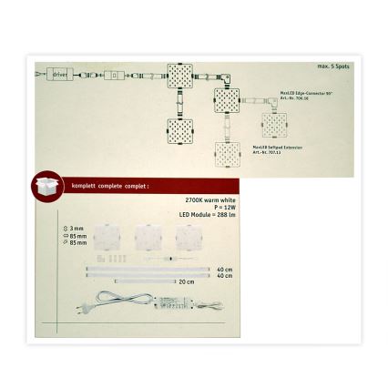 Paulmann 70710 - SETTI 3xLED/3,3W Huonekalujen anturivalaistus SOFTPAD 230V 2700K