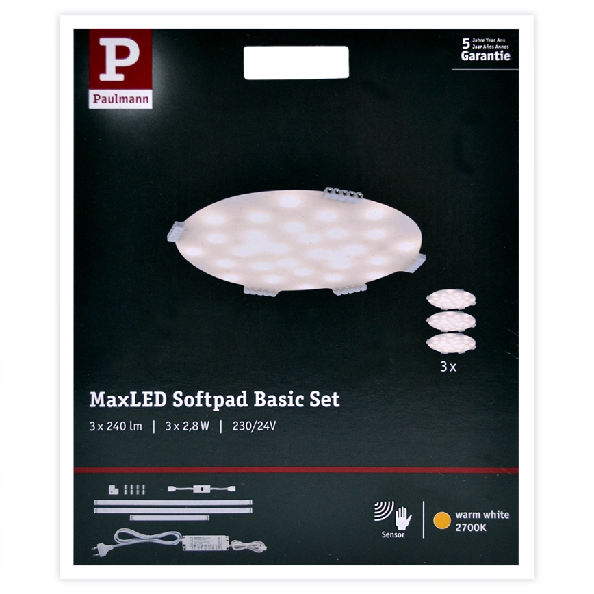 Paulmann 70711 - SETTI 3xLED/2,8W Huonekalujen anturivalaistus SOFTPAD 230V 2700K