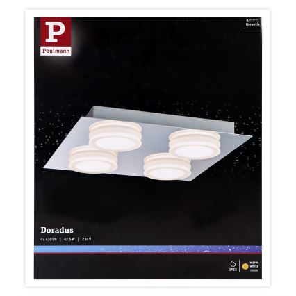 Paulmann 70875 - 4xLED/5W IP23 Kylpyhuoneen kattovalaisin DORADUS 230V