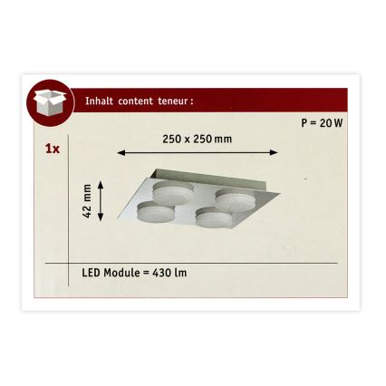 Paulmann 70875 - 4xLED/5W IP23 Kylpyhuoneen kattovalaisin DORADUS 230V