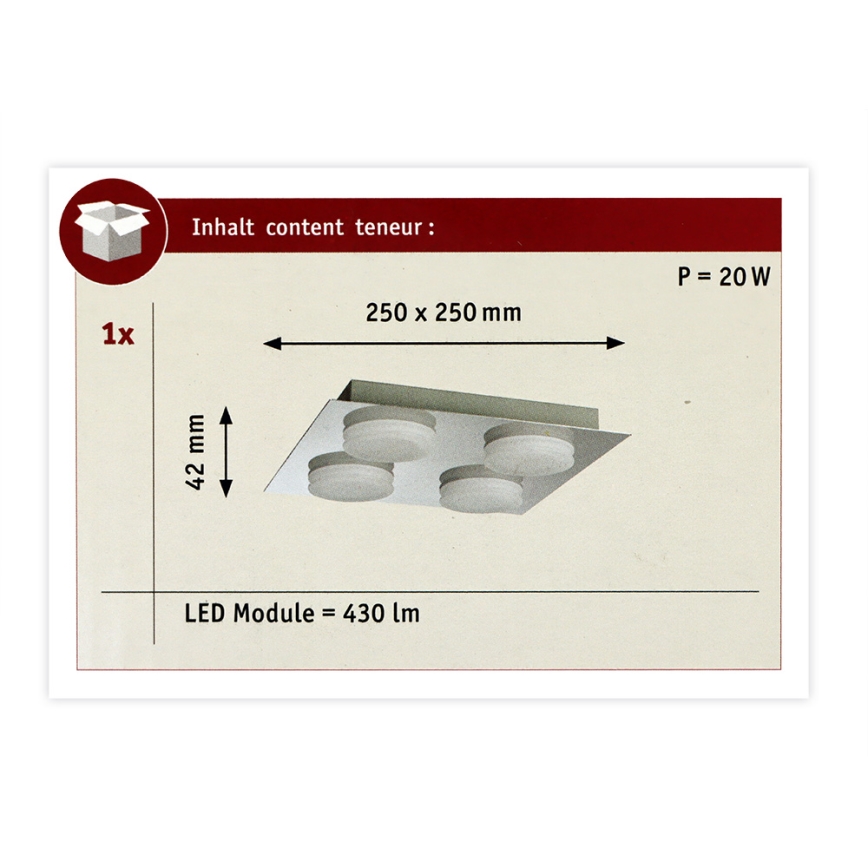 Paulmann 70875 - 4xLED/5W IP23 Kylpyhuoneen kattovalaisin DORADUS 230V