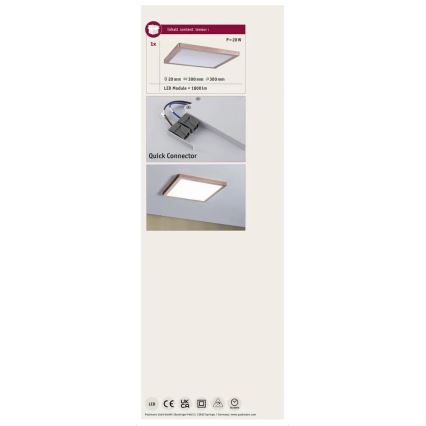 Paulmann 70941 - LED/20W Liitetty paneeli ATRIA 230V 4000K 30x30 cm Ruusukulta