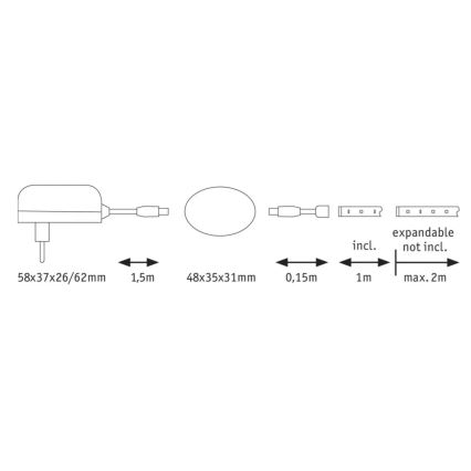 Paulmann 70955 - LED/3W Strip anturilla 1m YOURLED 230V