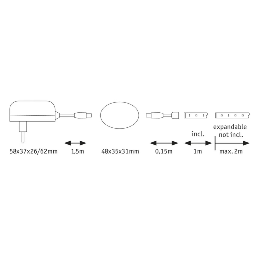 Paulmann 70955 - LED/3W Strip anturilla 1m YOURLED 230V