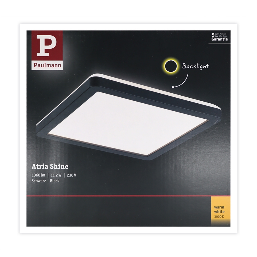 Paulmann 71000 - LED/11,2W Liitetty paneeli ATRIA 230V 3000K 19x19 cm musta