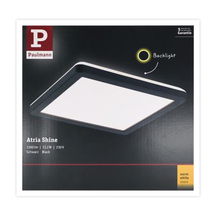 Paulmann 71000 - LED/11,2W Liitetty paneeli ATRIA 230V 3000K 19x19 cm musta