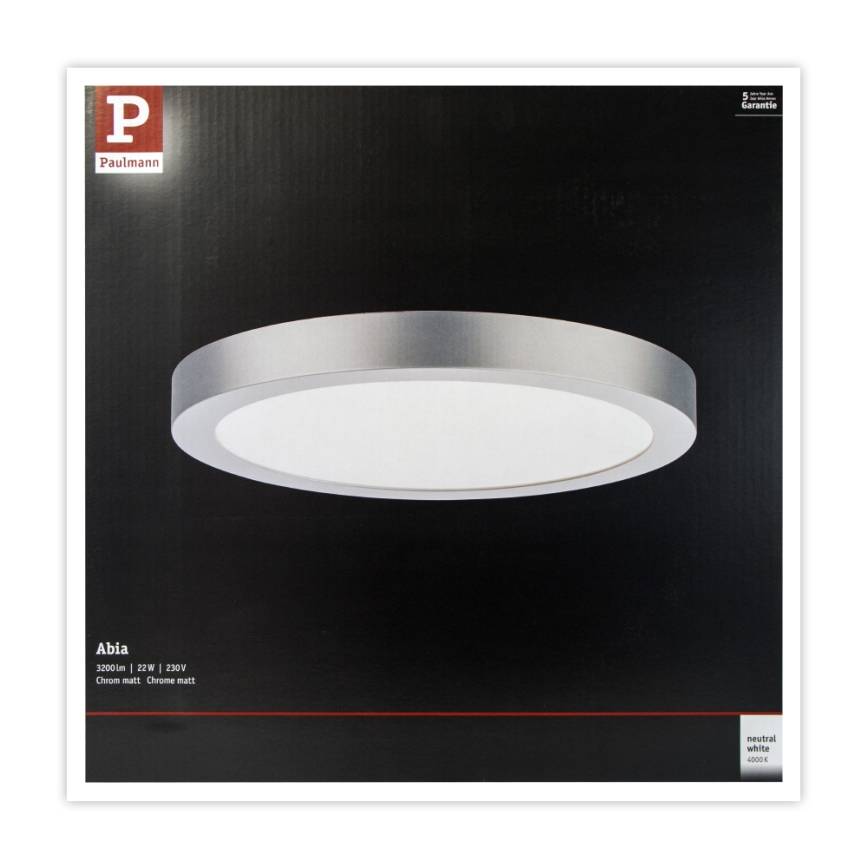 Paulmann 71023 - LED/22W Kattovalo ABIA 230V mattakromi