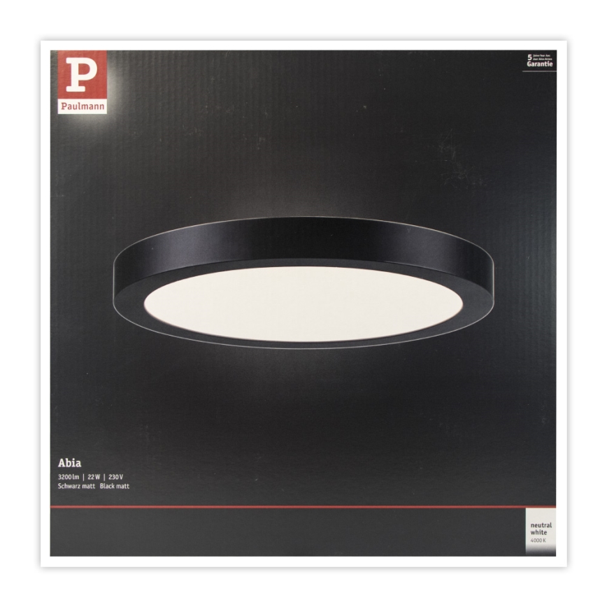 Paulmann 71025 - LED/22W Kattovalo ABIA 230V musta