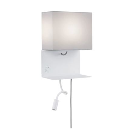 Paulmann 78913 - LED/2,5W + 1xE27/40W Seinävalaisin hyllyllä ja USB-portilla MERANI 230V valkoinen