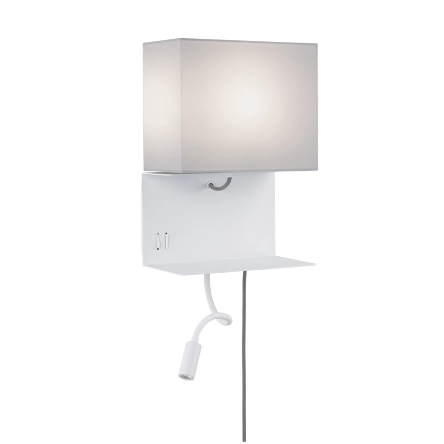 Paulmann 78913 - LED/2,5W + 1xE27/40W Seinävalaisin hyllyllä ja USB-portilla MERANI 230V valkoinen