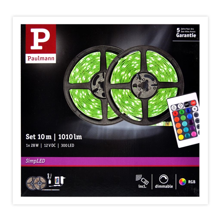 Paulmann 78980 - LED RGB / 28W himmennettävä nauha yksinkertainen 10m 230V + RC