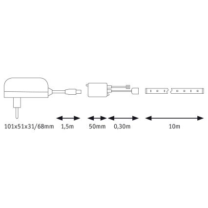 Paulmann 78980 - LED RGB / 28W himmennettävä nauha yksinkertainen 10m 230V + RC