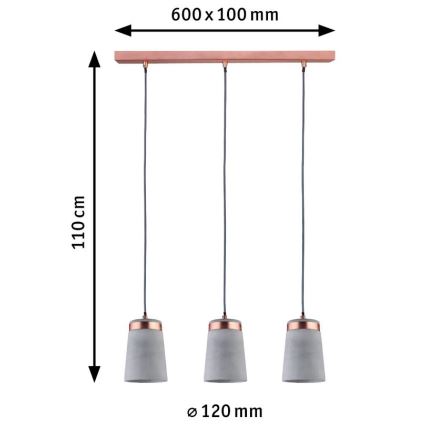 Paulmann 79626 - 3xE27/20W Kattokruunu johdossa NEORDIC STIG 230V