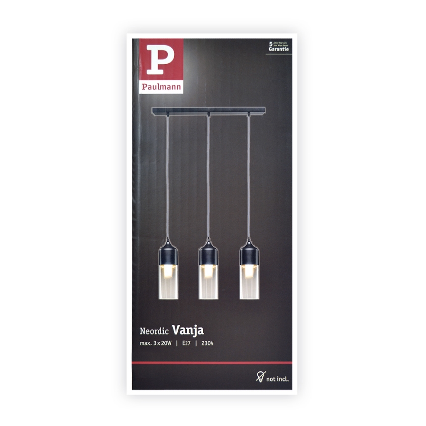 Paulmann 79642 - Kattokruunu narulla NEORDIC 3xE27/60W/230V