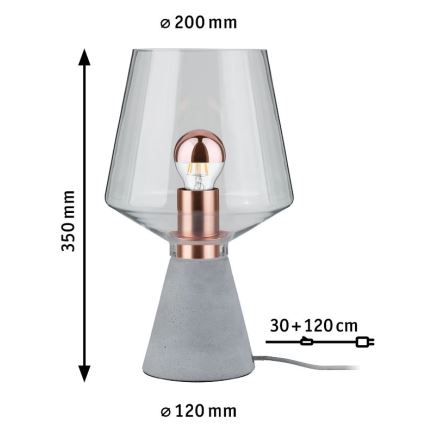 Paulmann 79665 - 1xE27/20W Pöytävalaisin NEORDIC YORIK 230V