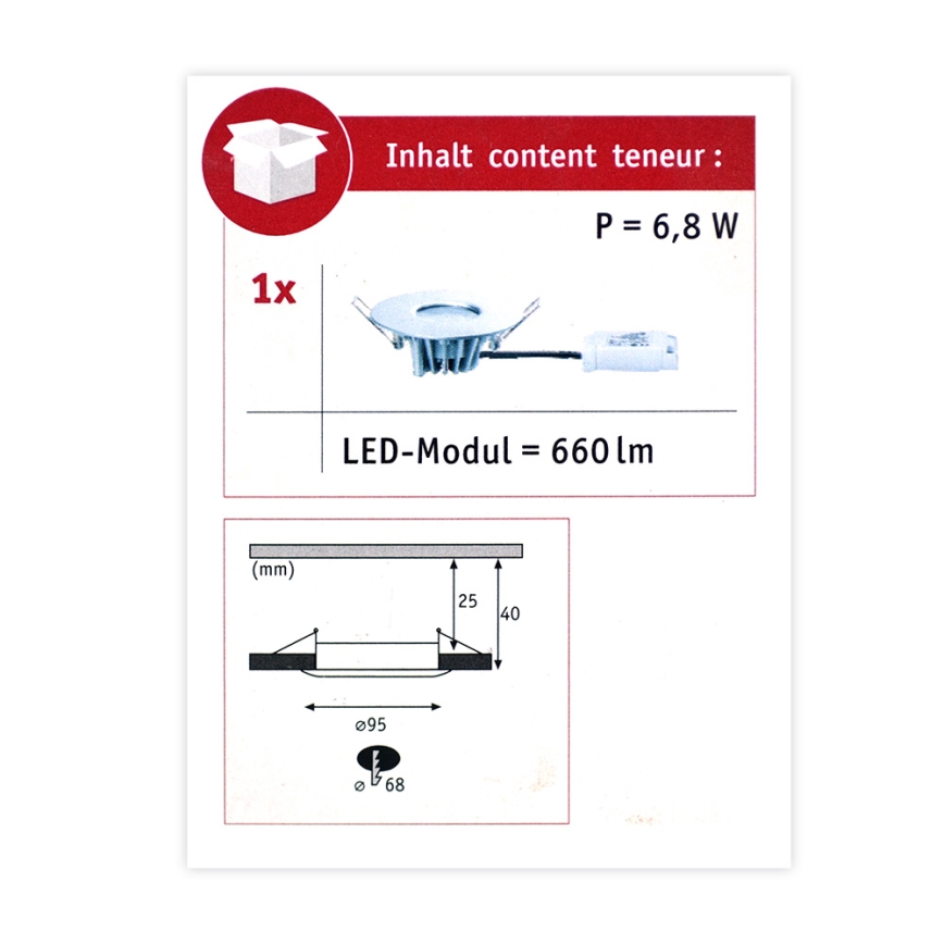 Paulmann 79669 - LED/5,3W IP44 Himmennettävä upotettava kylpyhuonevalaisin HOUSE 230V