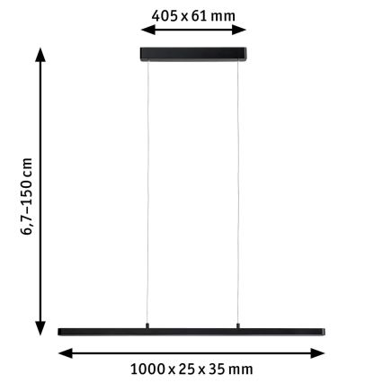 Paulmann 79693 - LED/42W Himmennettävä kattokruunu johdossa LENTO 230V musta