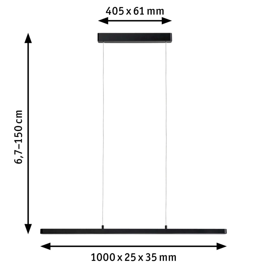 Paulmann 79693 - LED/42W Himmennettävä kattokruunu johdossa LENTO 230V musta