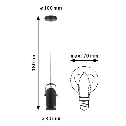 Paulmann 79766 - LAVEA LED RGBW riippuvalaisin vaijerilla, 1xE27/15W, 230V, musta