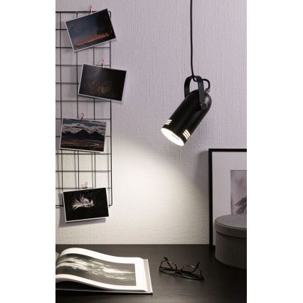 Paulmann 79766 - LAVEA-riippuvalaisin vaijerilla, 1x E27/15W, 230V, musta