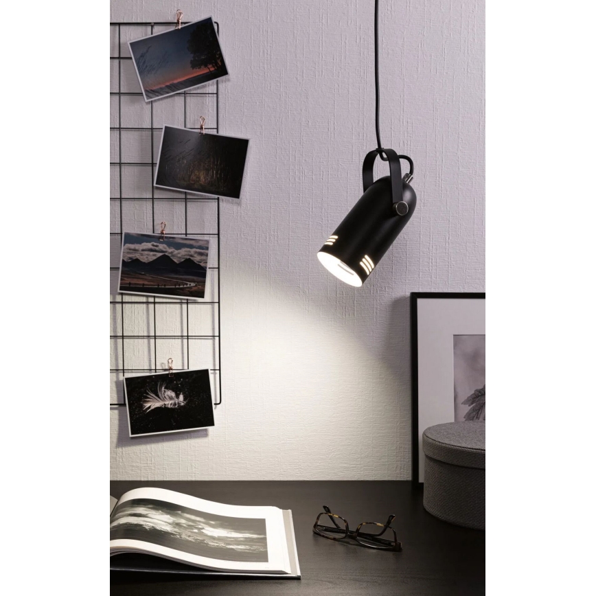 Paulmann 79766 - LAVEA-riippuvalaisin vaijerilla, 1x E27/15W, 230V, musta