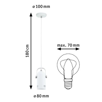 Paulmann 79767 - LAVEA LED RGBW riippuvalaisin kaapelilla 1xE27/15W 230V valkoinen