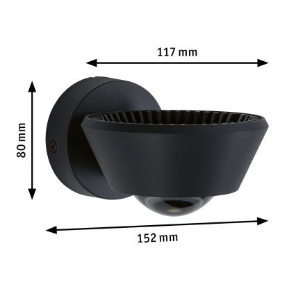Paulmann 79769 - LED/9W IP44 Himmennettävä seinävalaisin SABIK 230V