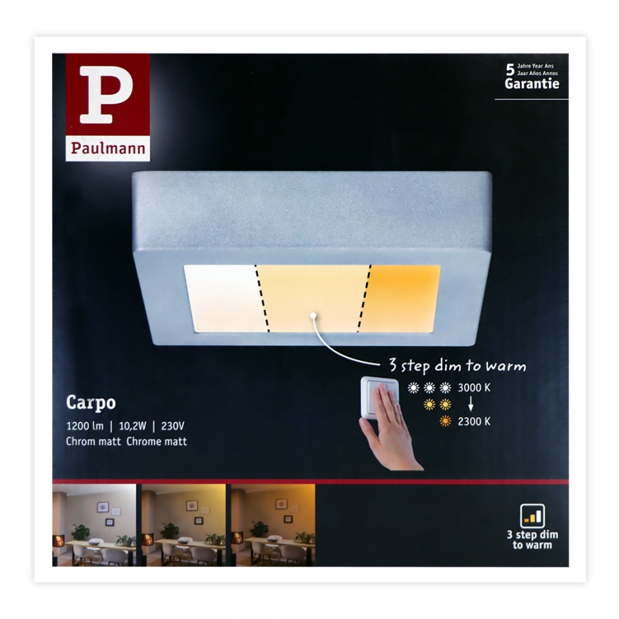 Paulmann 79791 - LED/10,2W Kattovalo CARPO 230V 2300-3000K