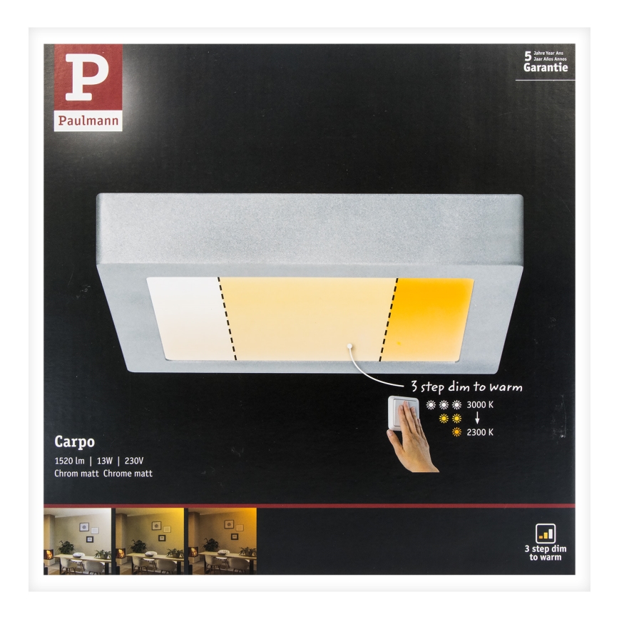 Paulmann 79794 - LED/13W Kattovalo CARPO 230V 2300/2500/3000K