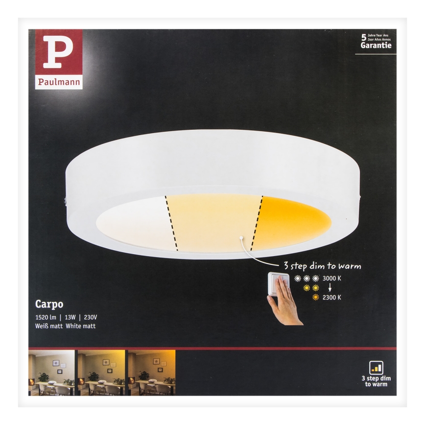 Paulmann 79795 - LED/13W Kattovalo CARPO 230V 2300/2500/3000K