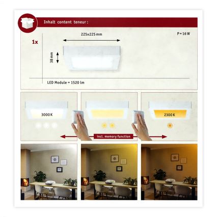 Paulmann 79796 - LED/13W Kattovalo CARPO 230V 2300-3000K