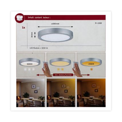 Paulmann 79798 - LED/16W Kattovalo CARPO 230V 2300/2500/3000K