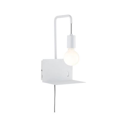 Paulmann 79812 - 1xE27/40W Seinävalaisin hyllyllä ja USB-portilla CALVANI 230V valkoinen