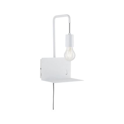 Paulmann 79812 - 1xE27/40W Seinävalaisin hyllyllä ja USB-portilla CALVANI 230V valkoinen
