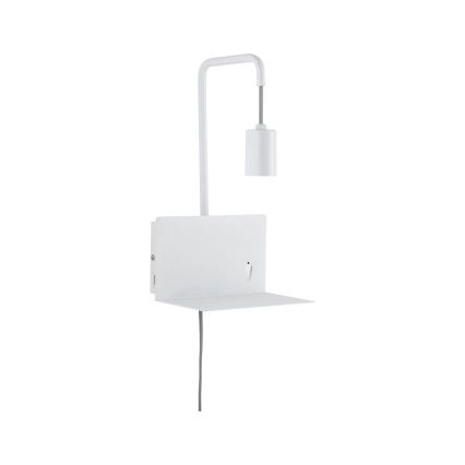 Paulmann 79812 - 1xE27/40W Seinävalaisin hyllyllä ja USB-portilla CALVANI 230V valkoinen