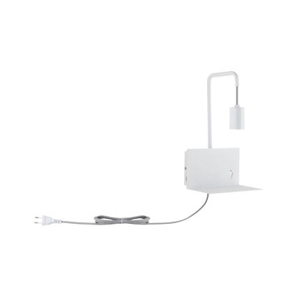 Paulmann 79812 - 1xE27/40W Seinävalaisin hyllyllä ja USB-portilla CALVANI 230V valkoinen