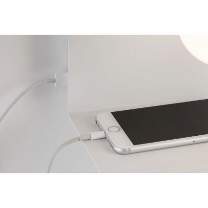 Paulmann 79812 - 1xE27/40W Seinävalaisin hyllyllä ja USB-portilla CALVANI 230V valkoinen