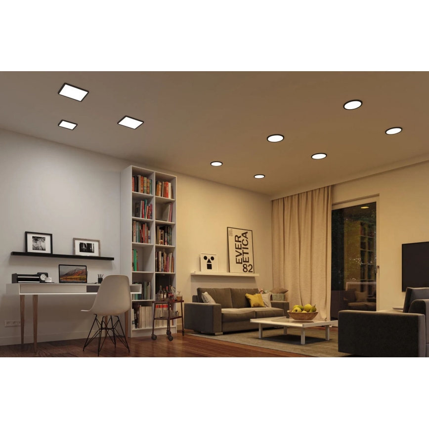 Paulmann 79967 - LED/16W IP44 Himmennettävä kylpyhuoneen upotettava kattovalaisin AREO 230V 23x23 cm musta