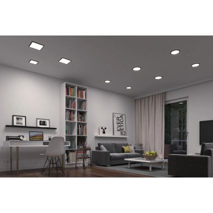 Paulmann 79967 - LED/16W IP44 Himmennettävä kylpyhuoneen upotettava kattovalaisin AREO 230V 23x23 cm musta