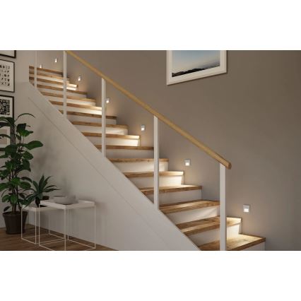 Paulmann 80003 - LED/1W Portaikon valo anturilla TSARO 230V Lead/mattakromi