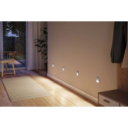Paulmann 80003 - LED/1W Portaikon valo anturilla TSARO 230V Lead/mattakromi