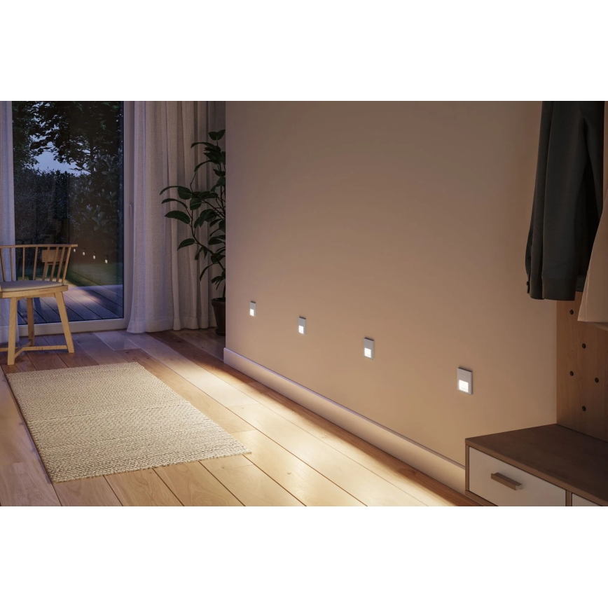 Paulmann 80003 - LED/1W Portaikon valo anturilla TSARO 230V Lead/mattakromi