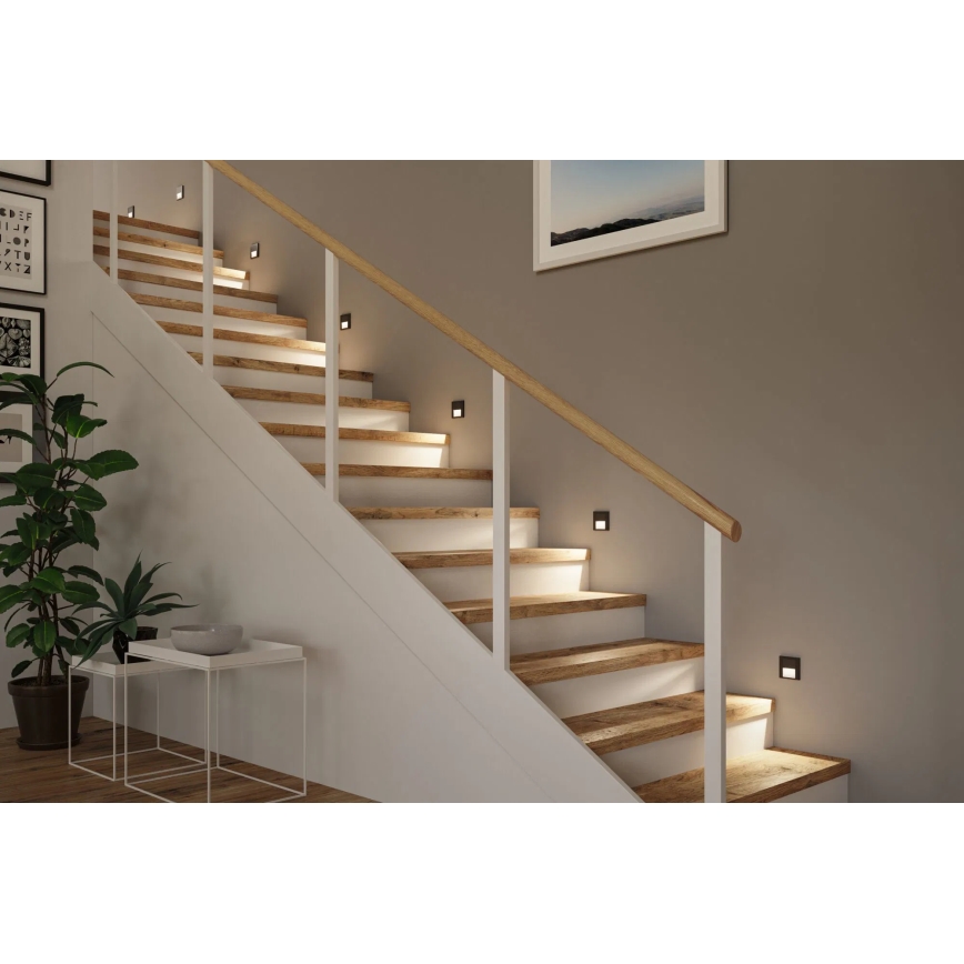 Paulmann 80004 - LED/1W Portaikon valo anturilla TSARO 230V Lead/musta