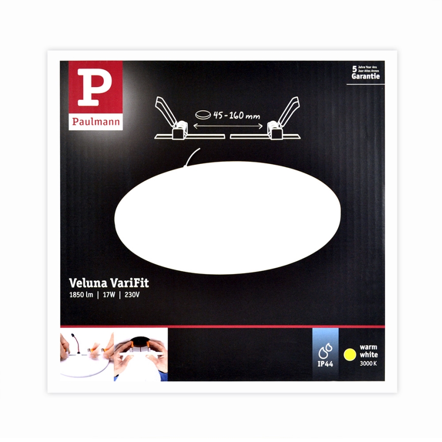 Paulmann 92389 - LED/17W IP44 Kylpyhuoneen upotettu valo VARIFIT 230V