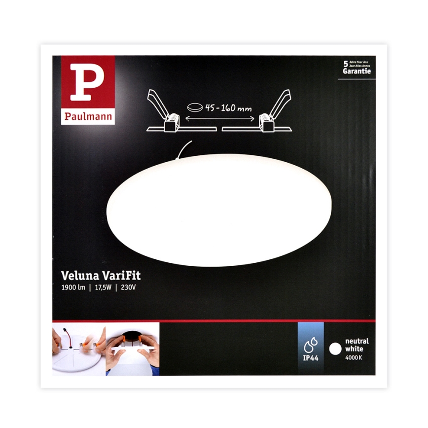 Paulmann 92392 - LED/17,5W IP44 Kylpyhuoneen upotettu valo VARIFIT 230V