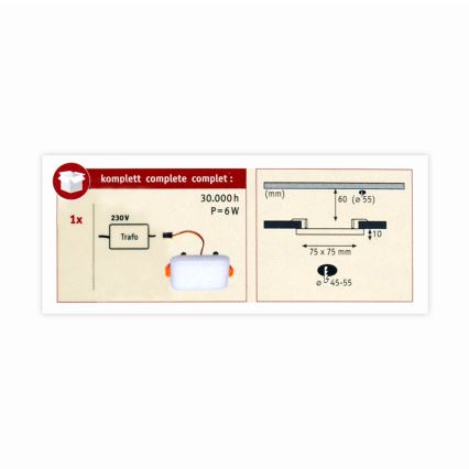 Paulmann 92393 - LED/4,5W IP44 Kylpyhuoneen upotettu valo VARIFIT 230V